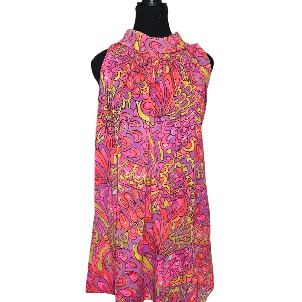 60s Psychedelic Neon Mini Dress Gogo Style
